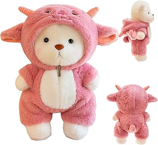 BAISHUWU 30CM Ours Teddy Bear, Ourson Mignon avec Vêtements Amovibles, Ours en Peluche, Nounours en Peluche Doudou O-urs, P-eluches Te-ddy Bear Pelu-Che, Ou-RS en Peluche Teddy (Mouton Rose)