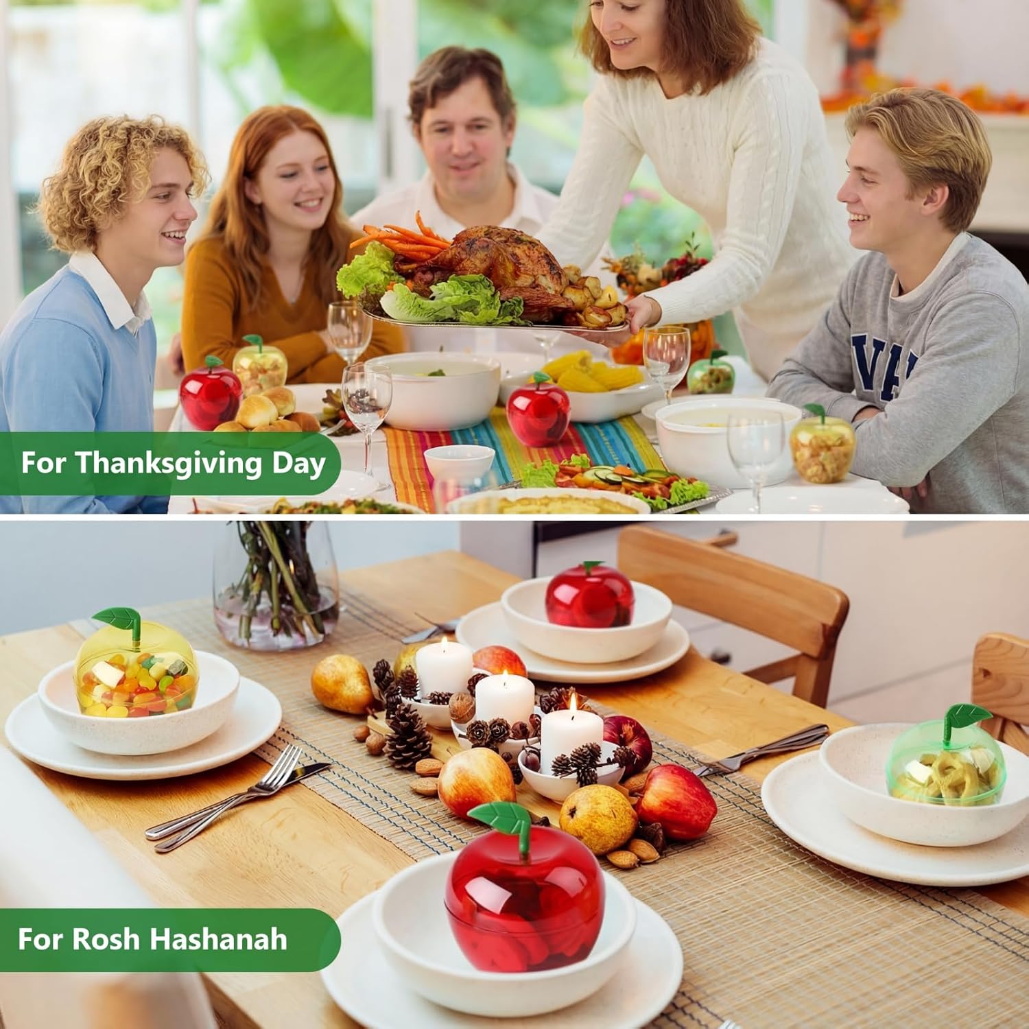 Layhit 30pcs Rosh Hashanah Clear Plastic Apple Containers, 4.1 x 3.5 Inches