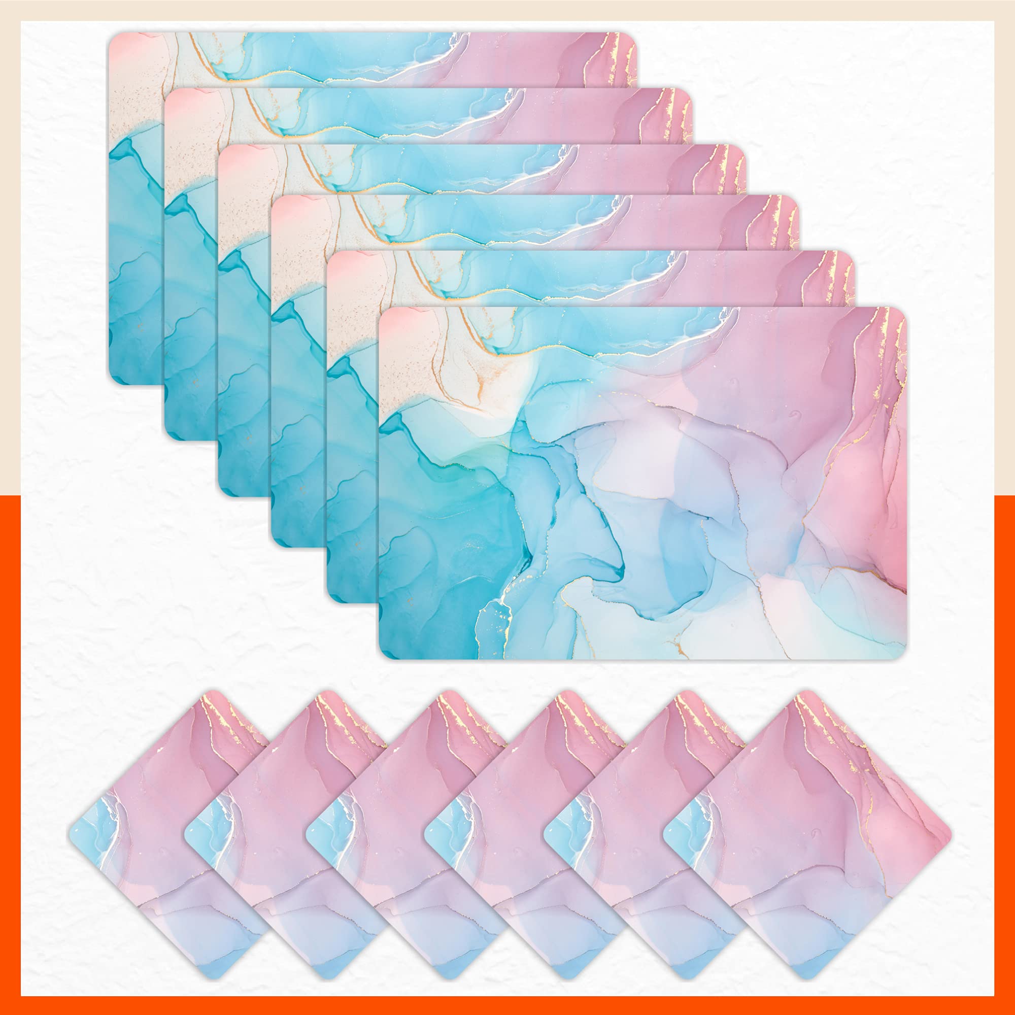 Table Mats by Bathla - Set of 6-45cm x 30cm Table Placemats & Coasters for Home Dining Table | Multipurpose, Heat-Resistant, Waterproof & Washable | Matworks (Candyland, Polyvinyl Chloride) (B099F72LT2) Amazon Price History, Amazon Price Tracker