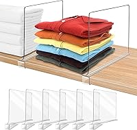 OMGelic 6-Pack Clear Acrylic Shelf Dividers for Closet Organization - Adjustable No-Install Organizers for Shelves, Bookshelves & Cabinets