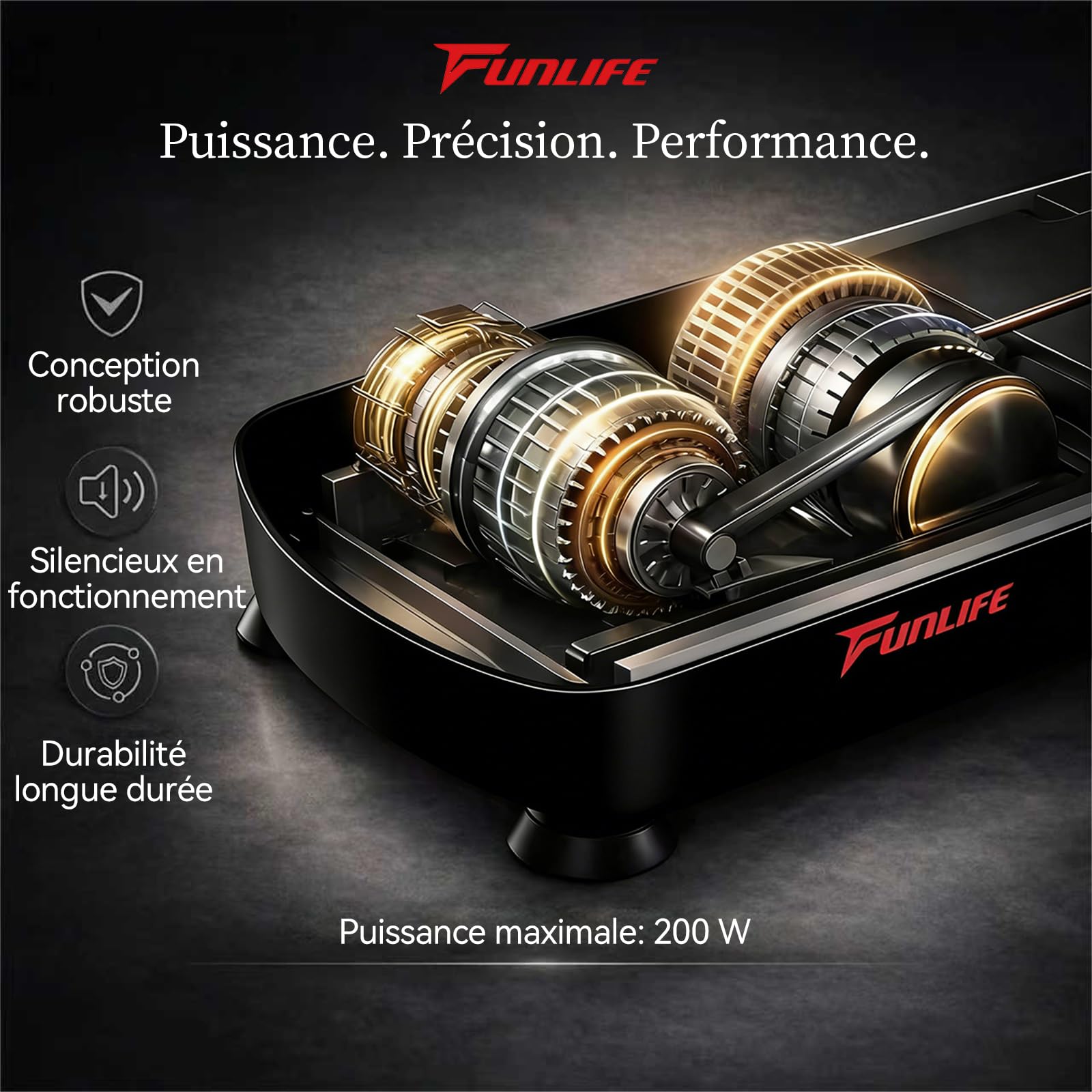 Funlife Plaque vibrante 120 kg, 180 niveaux, 5 programmes et manuel, Bluetooth et haut-parleur, plaque de fitness avec cordes d'entraînement pour l'entraînement de tout le corps