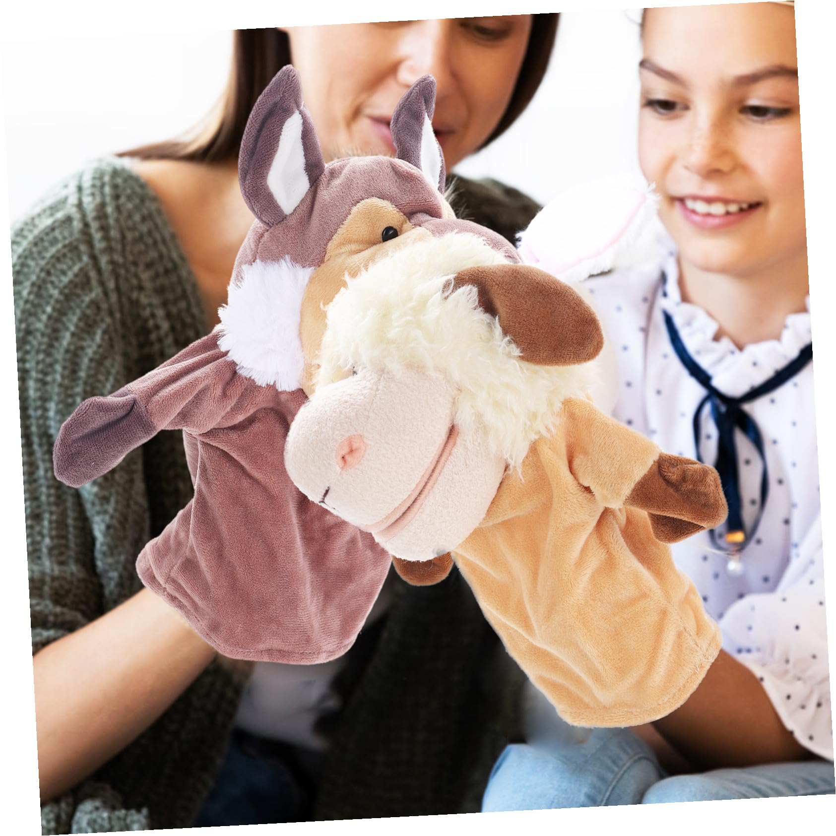 5 Marionetas de Mano de Animales de Peluche Corto Algodón PP, Juguetes Interactivos para Niños y Madres en Presentaciones y Juegos de rol