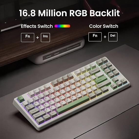 Kisnt KN85 Wireless Mechanical Keyboard, 75% Layout, Bluetooth/2.4GHz/USB-C, Custom RGB Backlit, Hot-Swappable Linear Switch, Creamy Sound for Gaming/Typing (Industrial Gray)