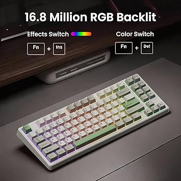 Kisnt KN85 Wireless Mechanical Keyboard, 75% Layout, Bluetooth/2.4GHz/USB-C, Custom RGB Backlit, Hot-Swappable Linear Switch, Creamy Sound for Gaming/Typing (Industrial Gray)