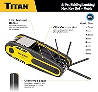 Vista 3 de Titan 12771 Juego de llaves Allen plegables métricas de 8 piezas, cerraduras de llave hexagonal de bloqueo a 90°, 135° y 180° a través de dos