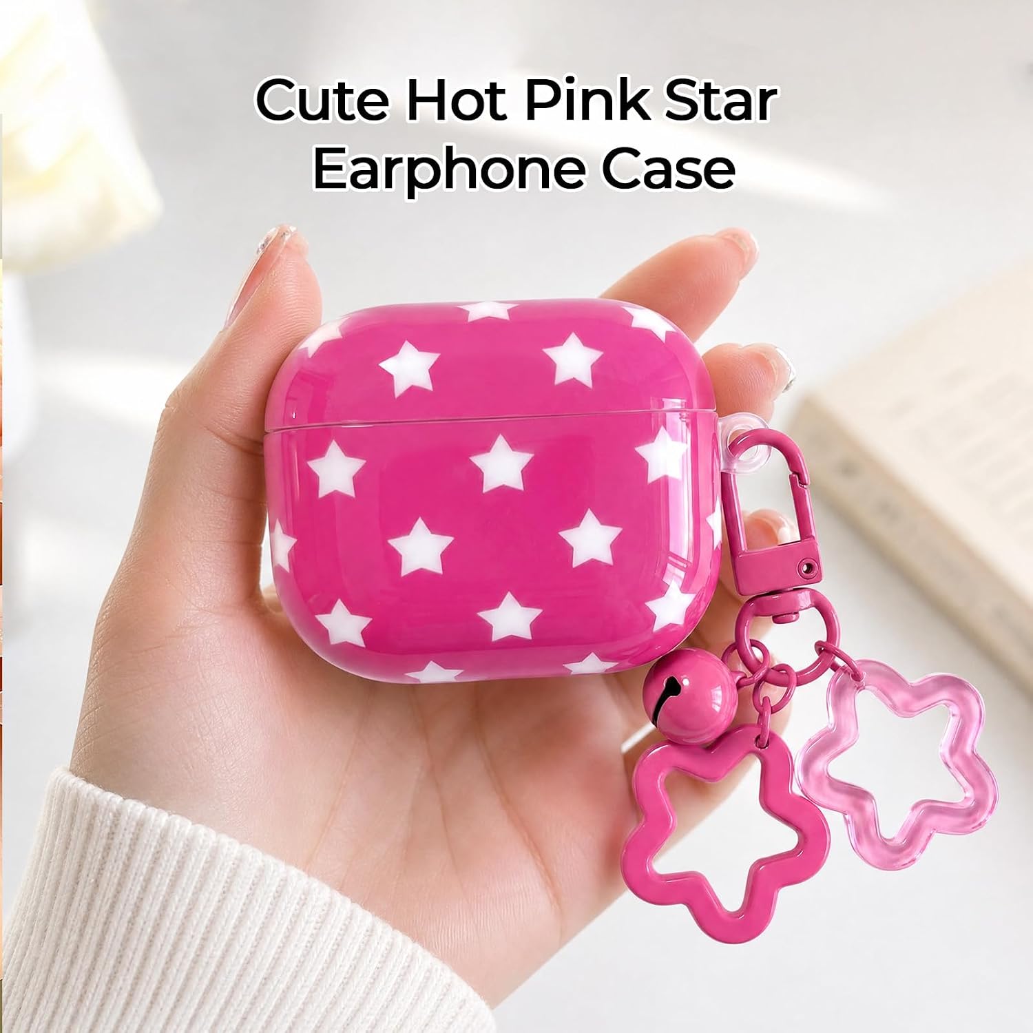 for Airpods Pro 3 Case Clear Hard Plastic,Simple Cute Airpods Pro 3rd Generation Case with Keychain, Y2k Aesthetic Airpods Cover Accessories for Women Girl, Magenta image 2