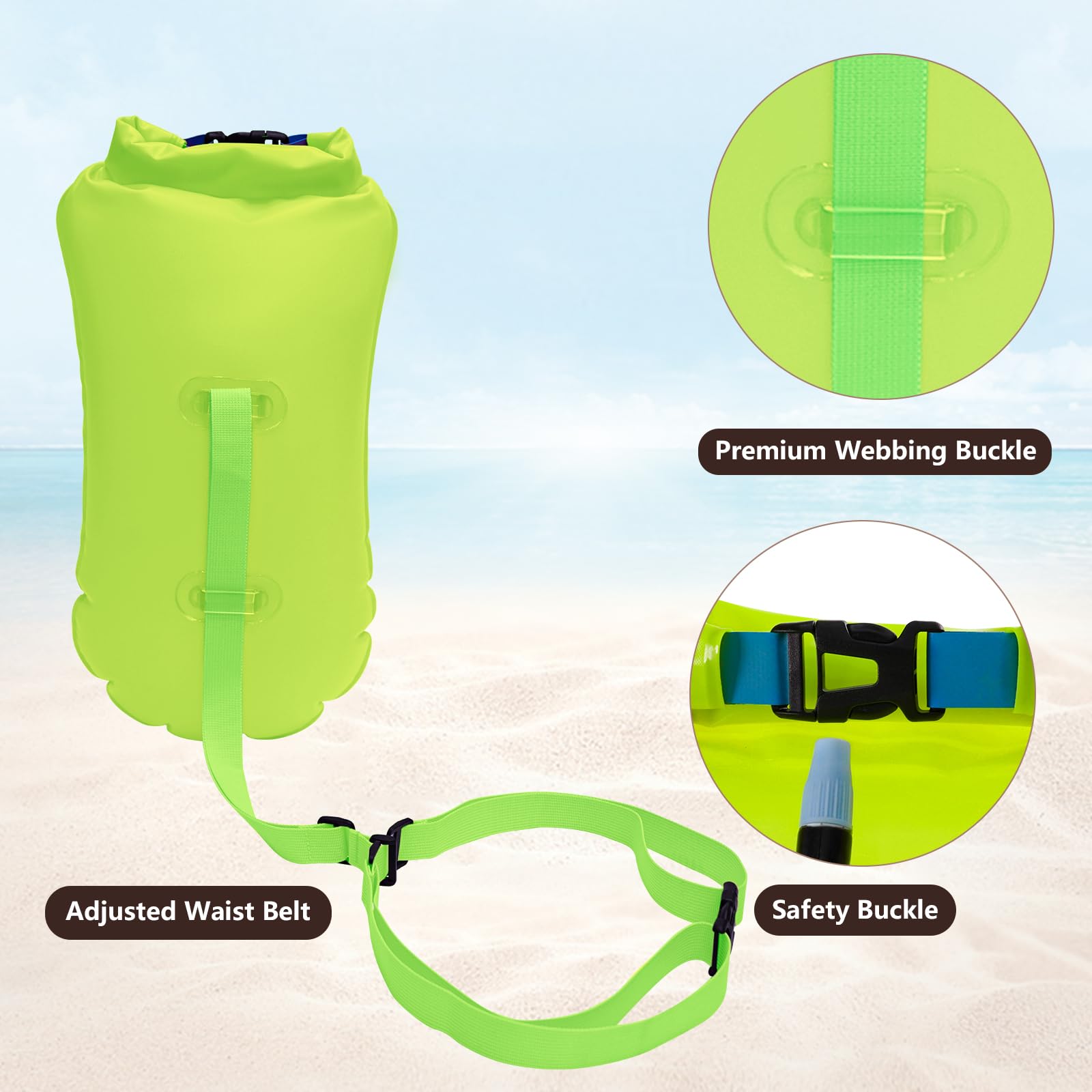 Habaylin Boa da nuoto da 20 l, con contenitore per bambini e adulti, impermeabile, gonfiabile, galleggiante di sicurezza per sport acquatici, nuotatori in acque libere, triatleti, kayaker e snorkelers