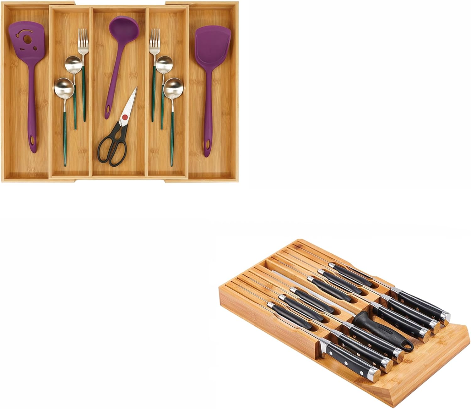 Utoplike Bamboo Expandable Kitchen Drawer Organizer