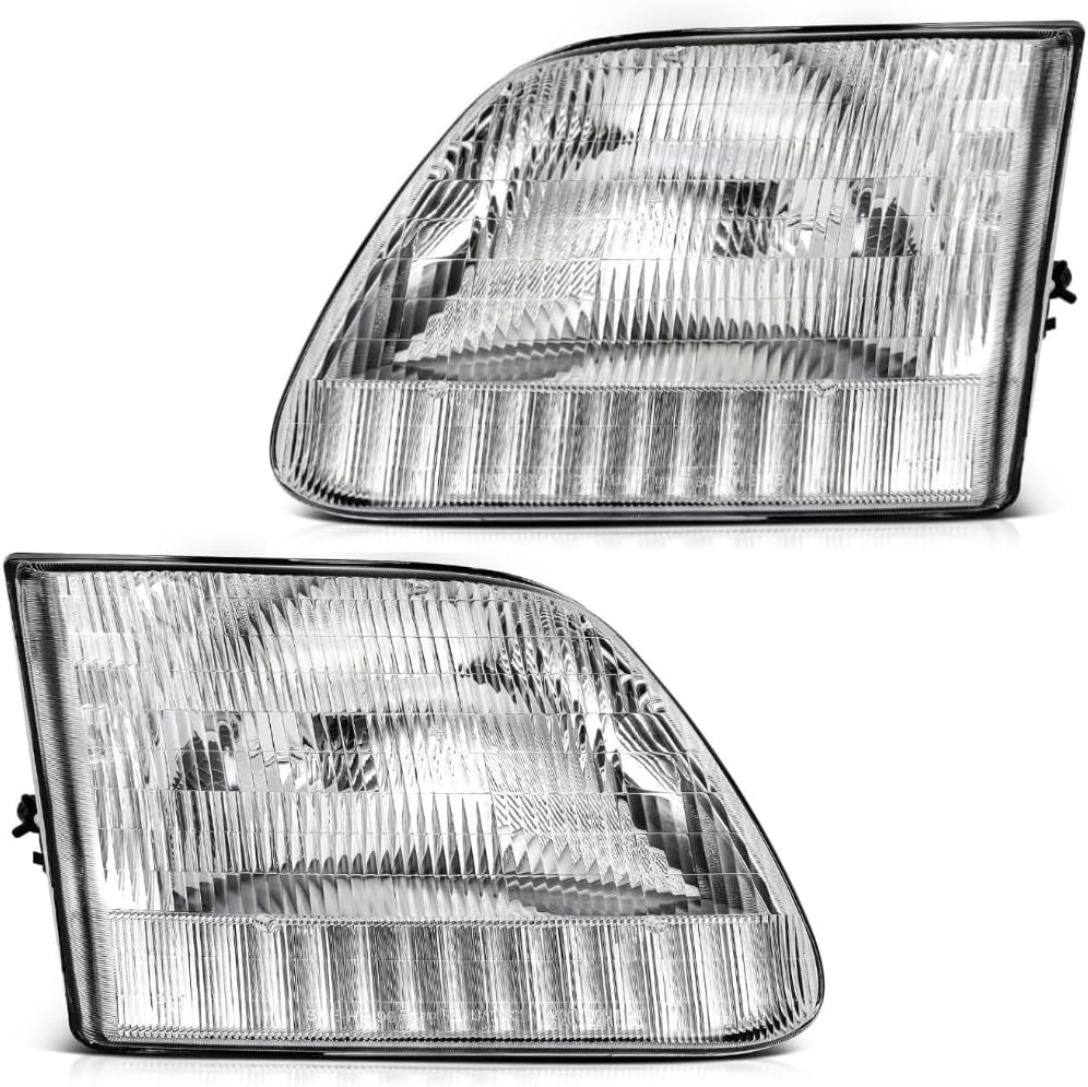 EPIC LIGHTING OE Spec Halogen Headlights Compatible with FOR.D 97-02 EXPEDITION 97-03 F-150 97-99 F-250 [ 3L3Z13008DA 3L3Z13008CA ] Pair
