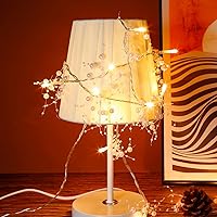 Vista 6 de VERY100 Guirnalda de Navidad con luces de 8.3 pies, guirnalda de cuentas de bayas iluminadas, decoraciones de Navidad para interiores, hogar, Blanco