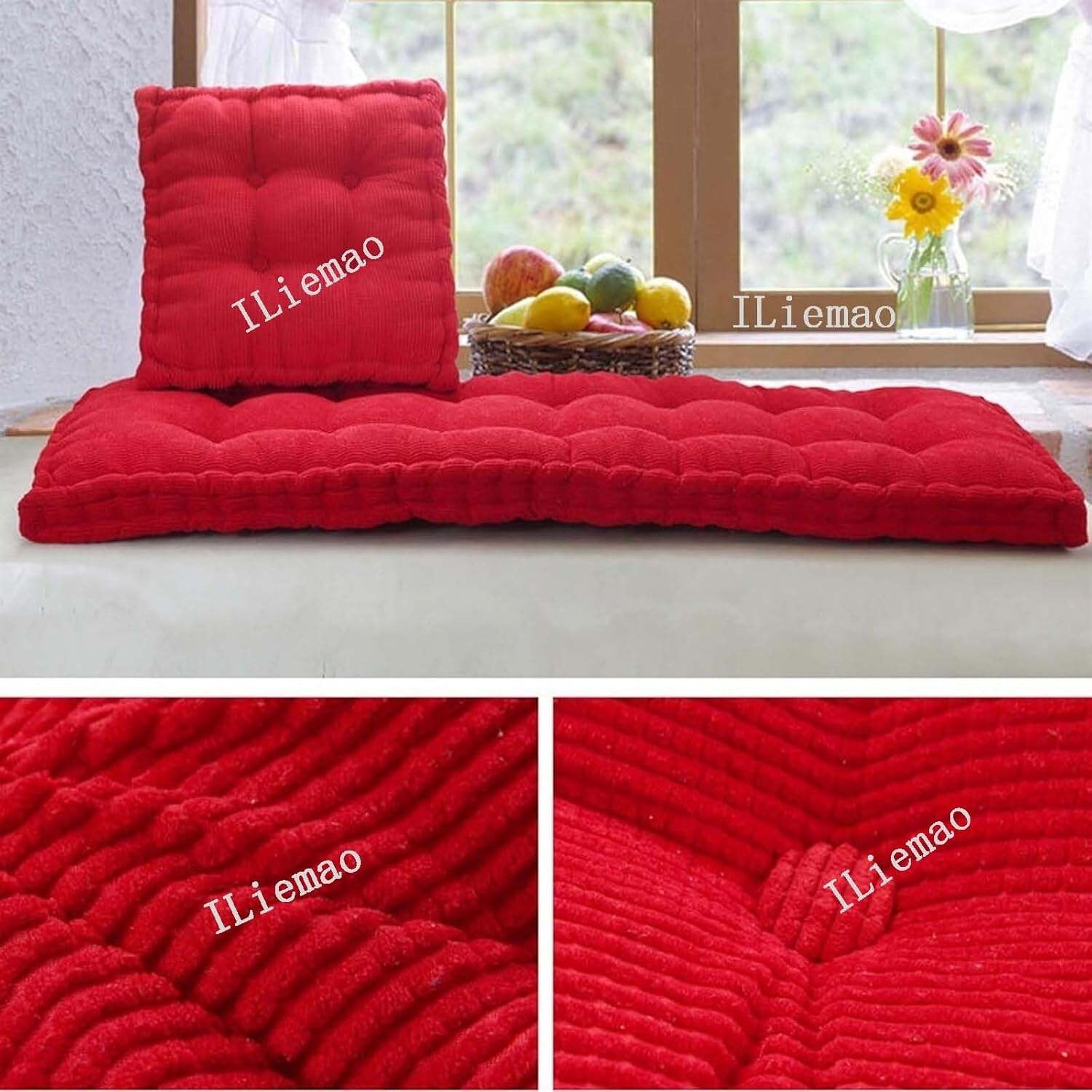 Bench Cushion 150 x 40 120 100cm 48 36 60 16 inch for Outdoor Furniture Porch Swing Cushions Bench Cushion Outdoor 135 150 90 130 160cm Garden Bench Seat Cushion(Red,60x60 cm 24x24 in)