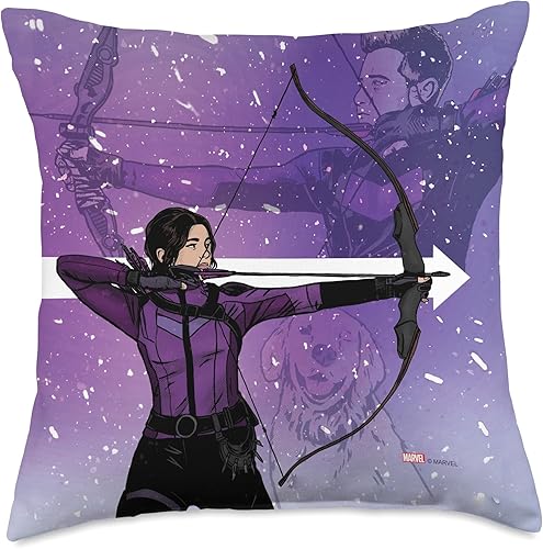 Vista 5 de Marvel Hawkeye Clint Barton Kate Bishop Archers - Almohada de 16.0 x 16.0 in, multicolor