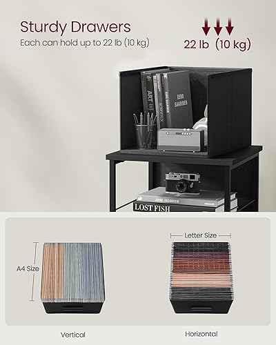 Miniatura 5 de VASAGLE Archivador con 2 cajones, soporte para impresora, estante de almacenamiento en cubo, para A4, archivos tamaño carta, carpetas de archivos