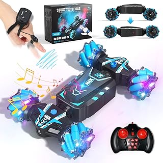 Remote Control Car Hand Controlled Gesture RC Stunt Car with Spray & Lights & Music for Kids 6-13 Years Old, 4WD 2.4GHz Off-Road Vehicle 360Â° Double Sided Rotation Crawler Toy Car Gifts for Boys Girls