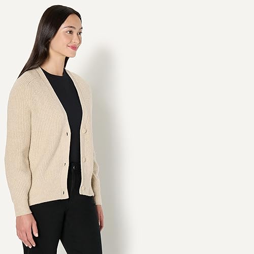 Vista 3 de Tienda Essentials Cárdigan tipo blusón acanalado suave al tacto para mujer