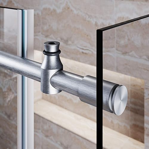 Miniatura 24 de ELEGANT Puerta corredera sin marco para bañera de 60 pulgadas de ancho x 62 pulgadas de alto, puerta corrediza de cristal de ducha para bañera