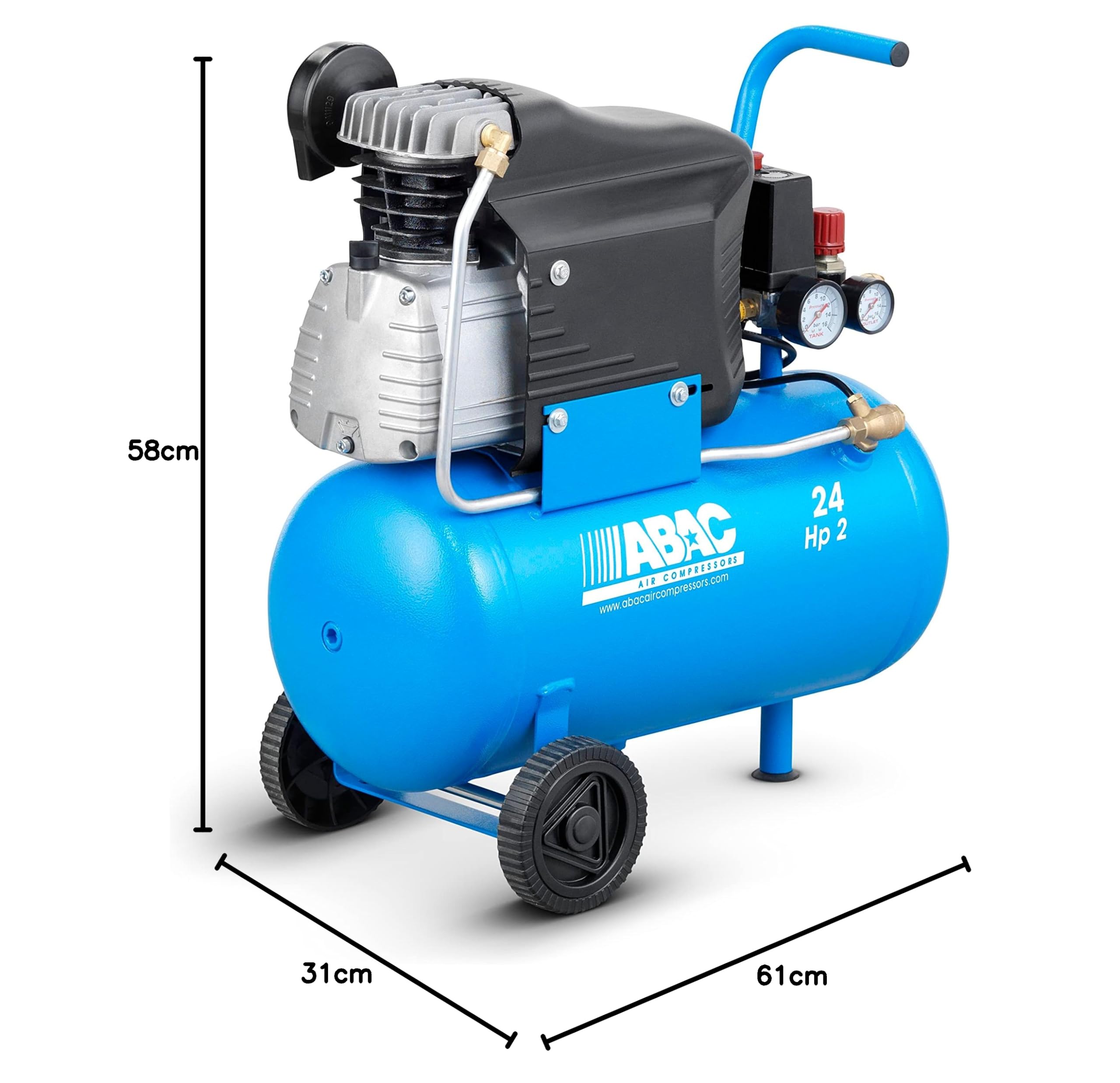 ABAC Compressore d'Aria POLE POSITION L20 24 Litri 10 Bar 2 CV Lubrificato ad olio