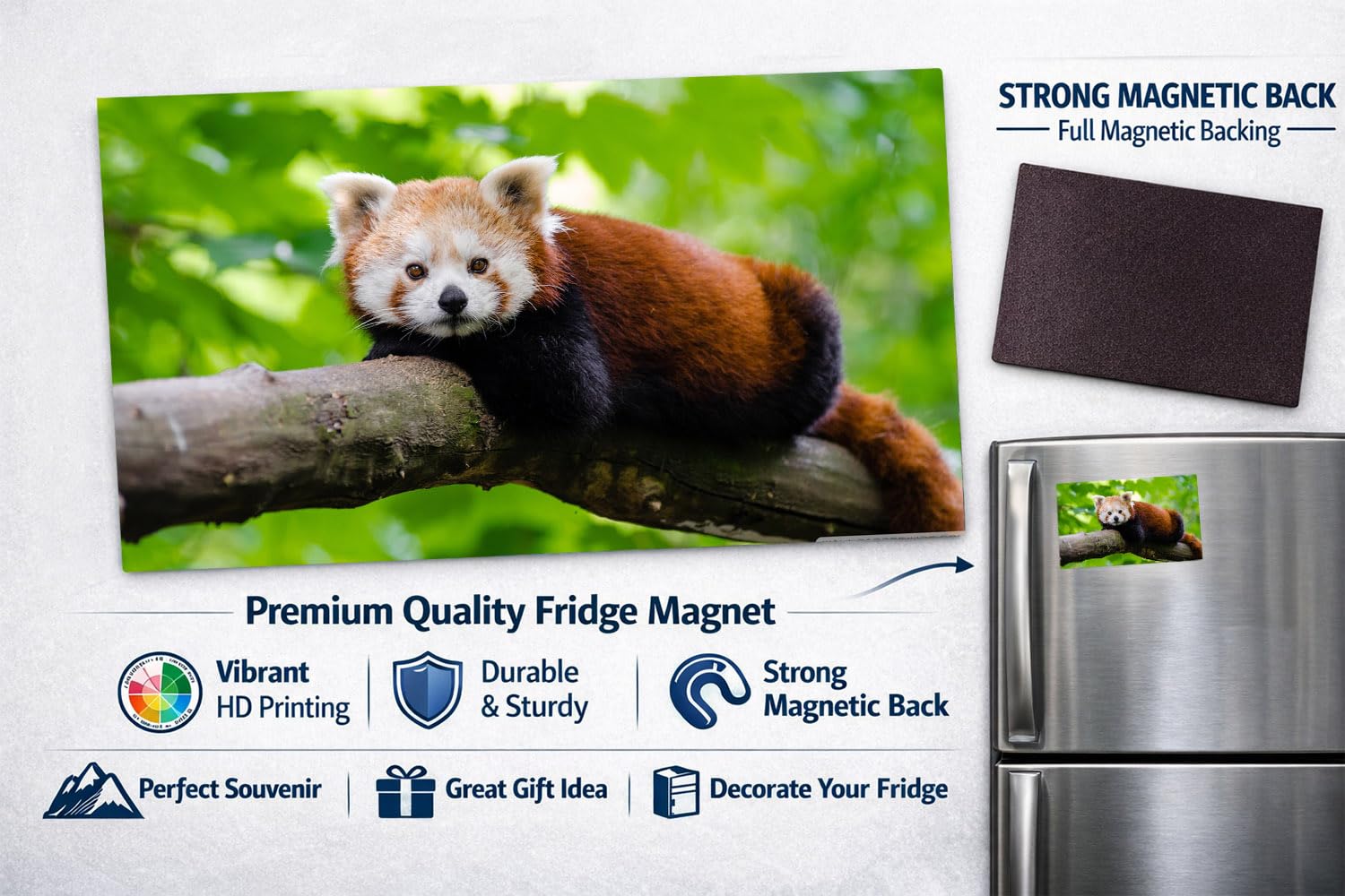 DesignSkinz Decorative Fridge Magnet | Home Decoration Gift Item | Stylish Fridge Magnet 3x2 inch - Red Panda