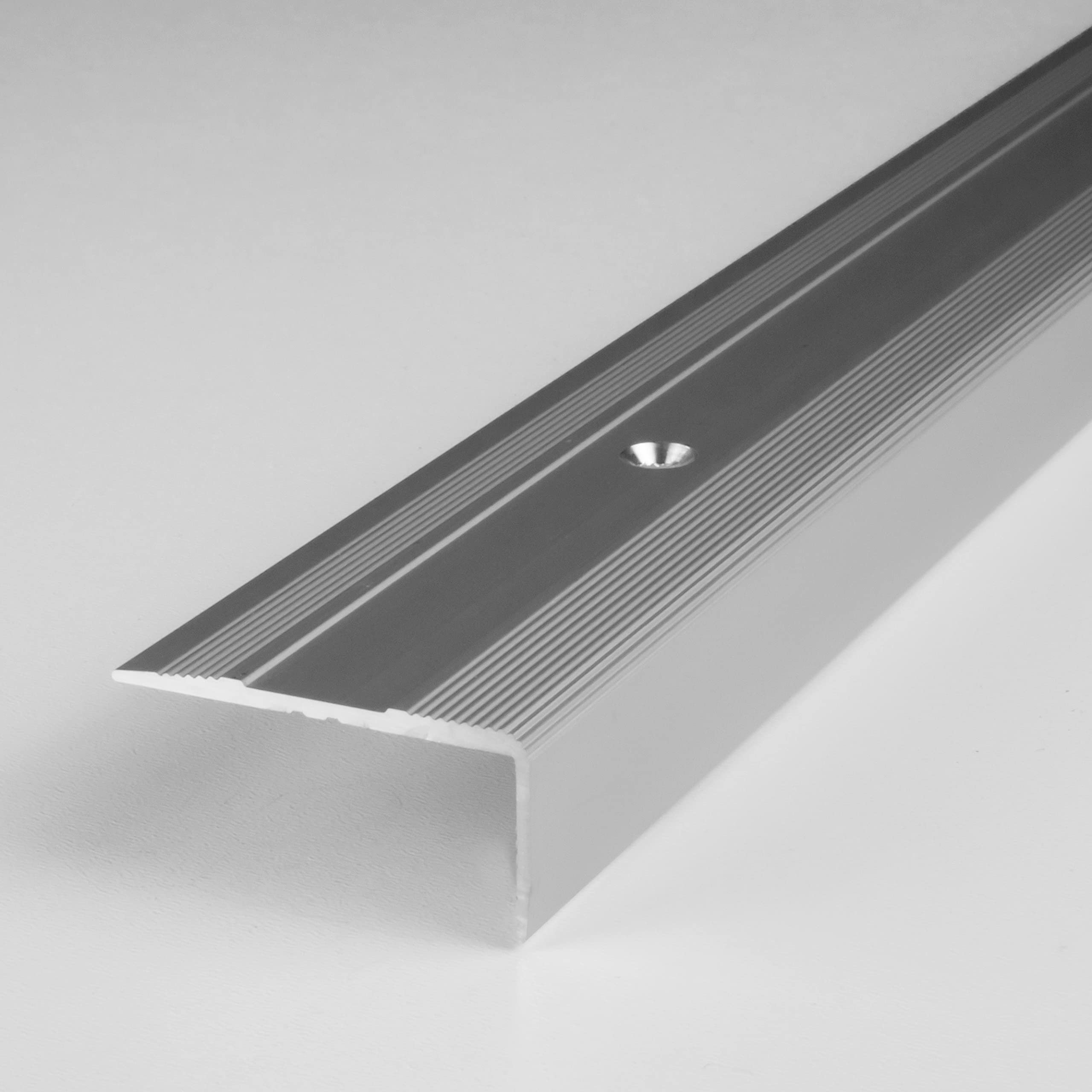 PROVISTON | krawędź schodów, aluminium anodowane, srebrne, szerokość 36 mm, wysokość 15 mm, długość 1000 mm, podkręcone, profil na krawędź schodów, kąt schodów, profil kątowy, kąt łączenia, 1 sztuka