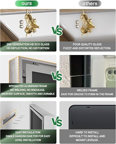 Miniatura 6 de FavourLife Espejo de baño de níquel cepillado, espejo de baño de 40 x 30 pulgadas para sobre el fregadero, espejo de pared con marco rectangular de