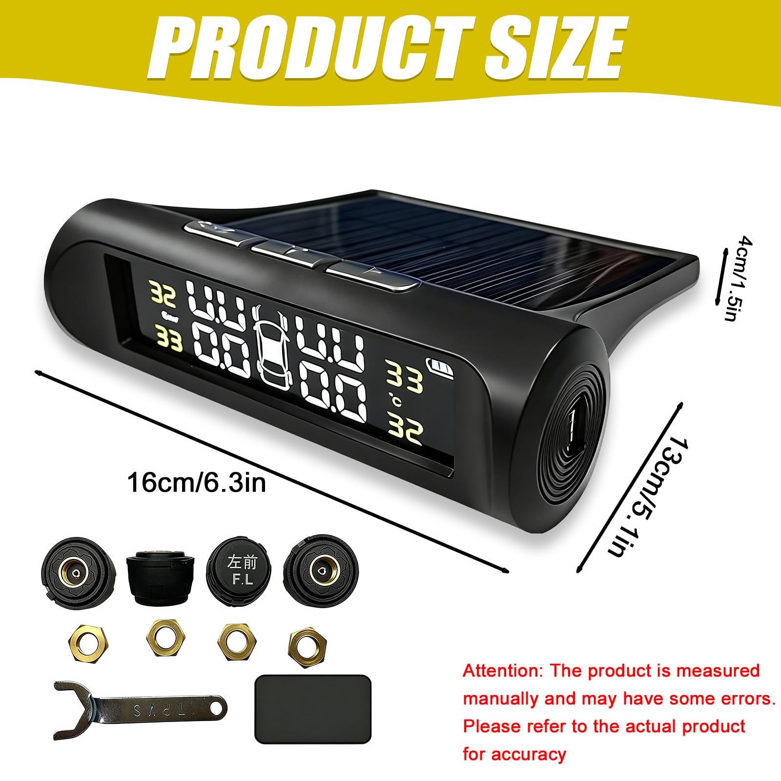 TPMS Reifendruckkontrollsystem, Reifendrucküberwachungssystem, mit LCD-Anzeige und 4 Externen Reifendrucksensor, Solar & USB Aufladbar, Monitor Auto Reifendruckkontrollsystem für RV, LKW, Van und SUV