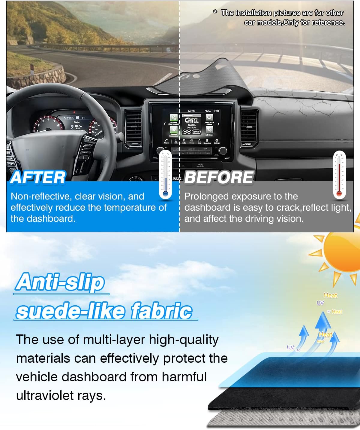 CARTIST Dash Cover Custom Fit for Nissan Frontier 2022-2025 2026 Accessories Dashboard Cover Mat for Frontier Non-Slip Dash Carpet Anti-Glare