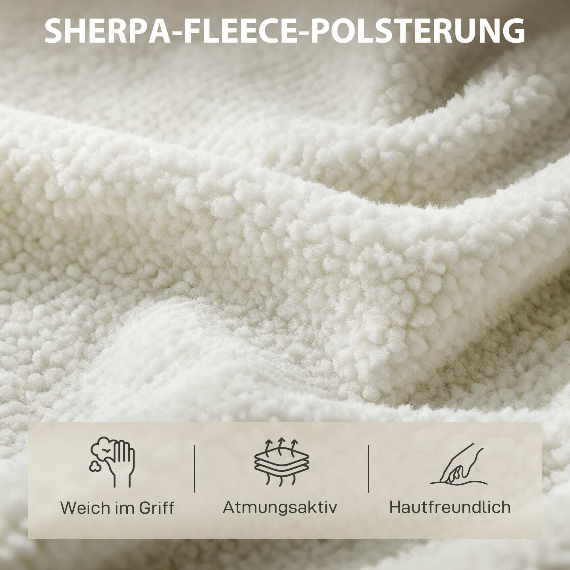HOMCOM Sessel Loungesessel Relaxsessel mit Sherpa-Fleece, Metallbeinen in Holzoptik Polstersessel Lesesessel Einzelsofa für Wohnzimmer, Schlafzimmer, Cremeweiß
