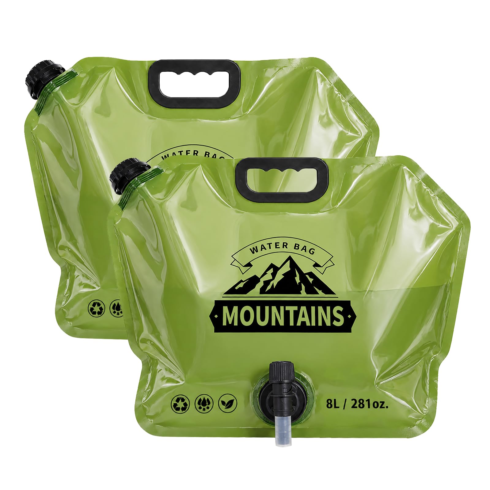 Minicoco Water Containers 2X8L Camping Water Carrier Portable Collapsible Water Storage with Taps Food Grade Leak Proof Water Bags for Hiking Outdoor Sport Picnic