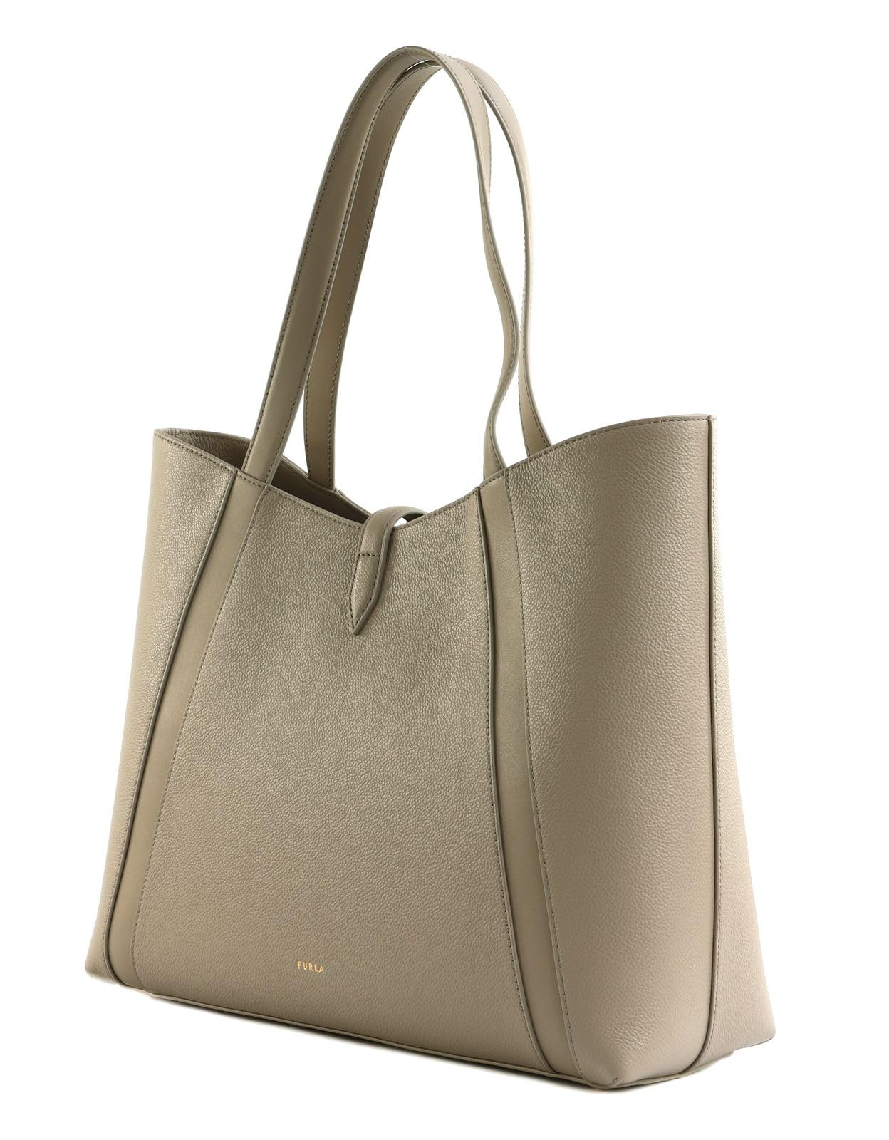 Furla Cuero bolso shopper Goccia Tote Bag Linen marrón topo