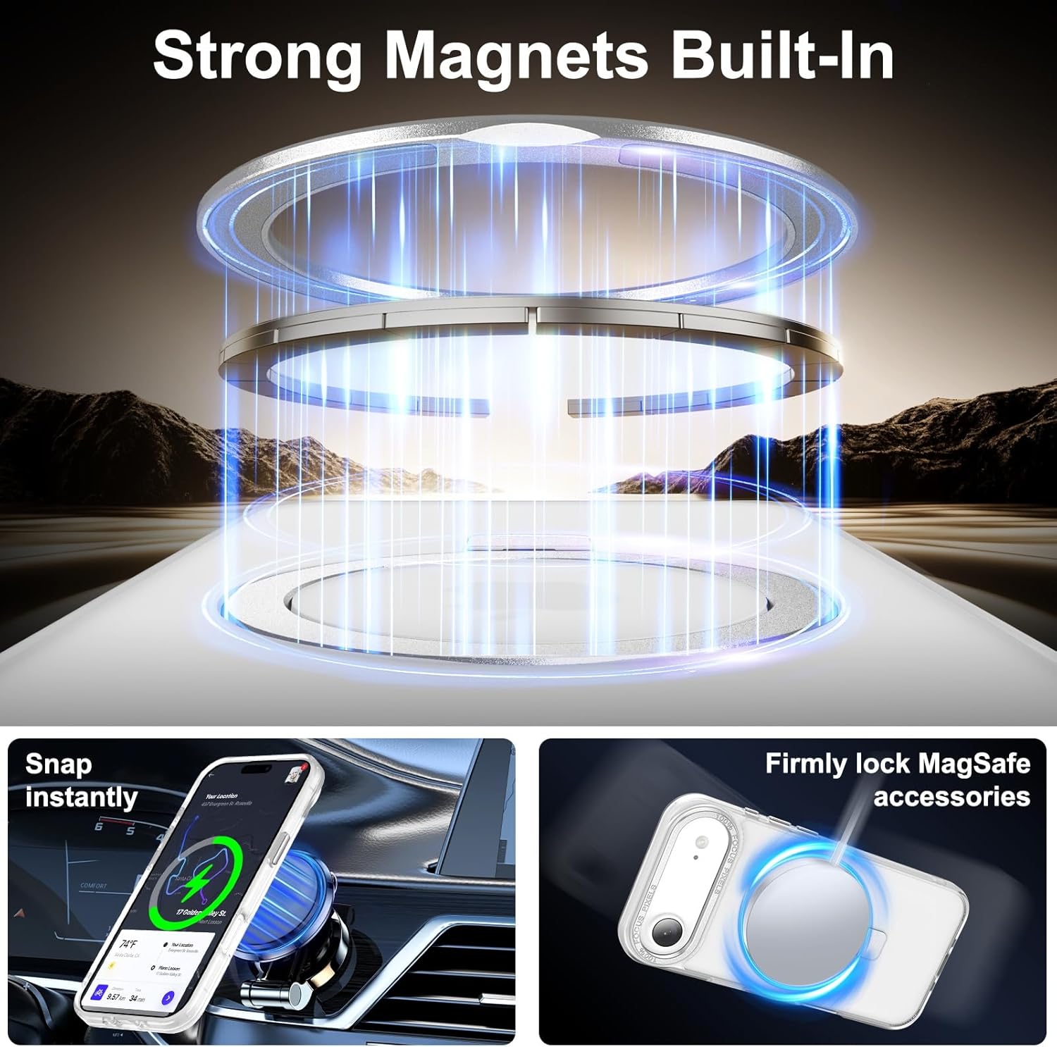 Magnetic for iPhone Air Case with Ring Stand, [10 FT Drop Protection] [Velvety Touch] Slim Translucent Matte Back Shockproof Phone Case for iPhone 17 Air 6.5'', Frosted White - Image 2