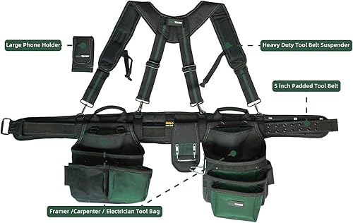 Miniatura 2 de MELOTOUGH Cinturón de herramientas de delantal Pro Framer de 28 bolsillos y tirantes acolchados resistentes con diseño magnético para