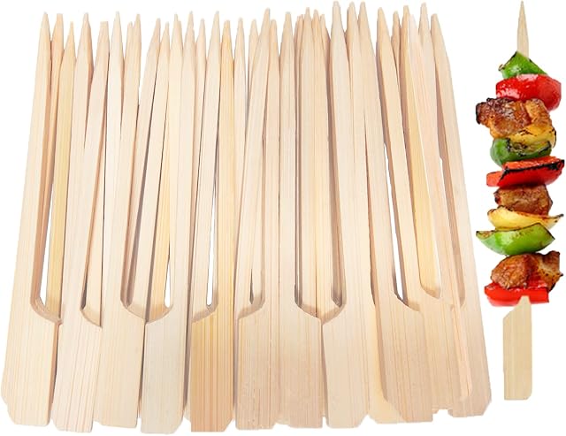 200 Pcs Cocktail Sticks - Bamboo Sticks (9 cm) Natural Bamboo Paddle Knotted Skewers Bamboo Toothpicks Food Sticks Tooth Picks for Drinks, Charcuterie, Cocktail Garnish Accessories, Party Supplies