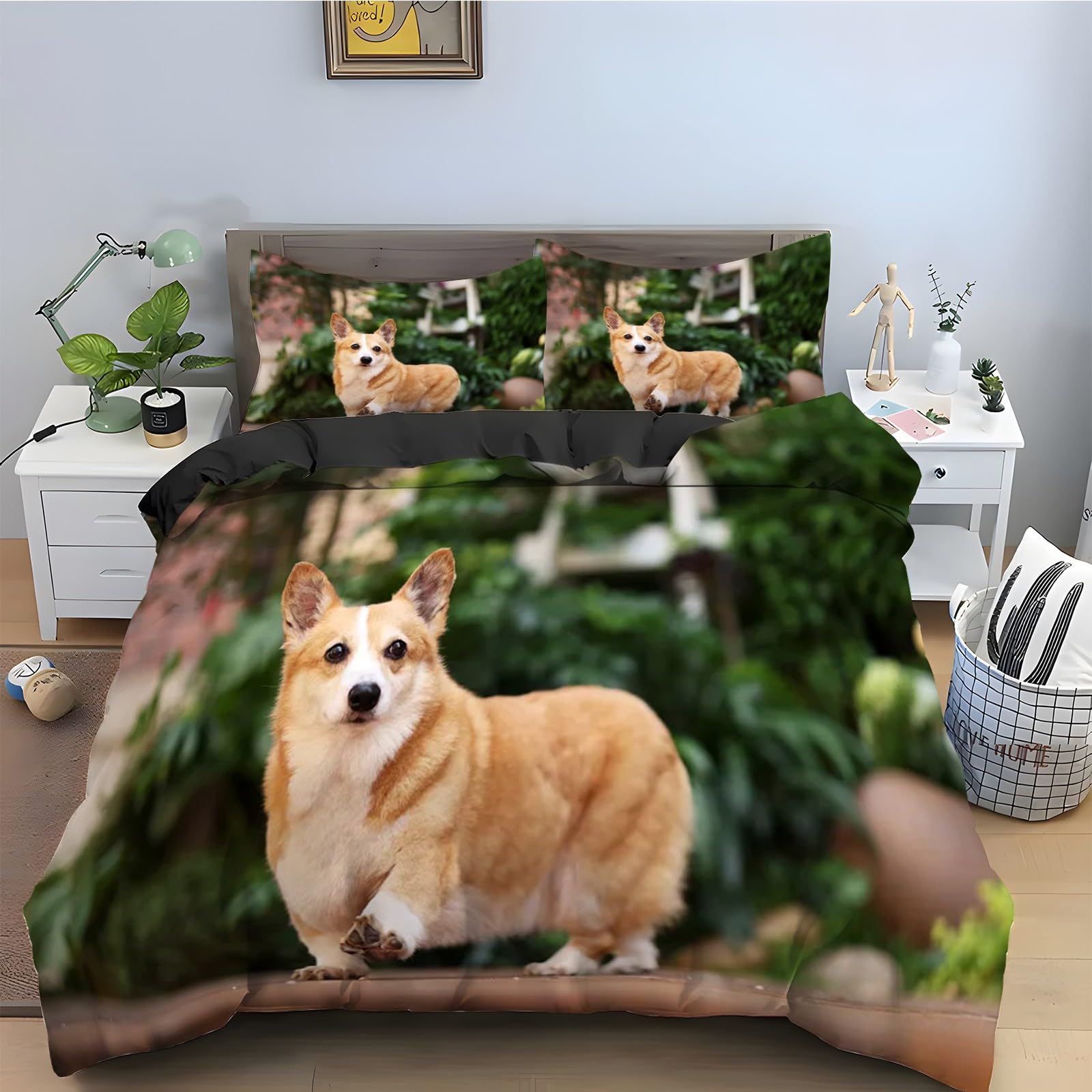 Ensemble de literie corgi avec fermeture éclair pratique et douce