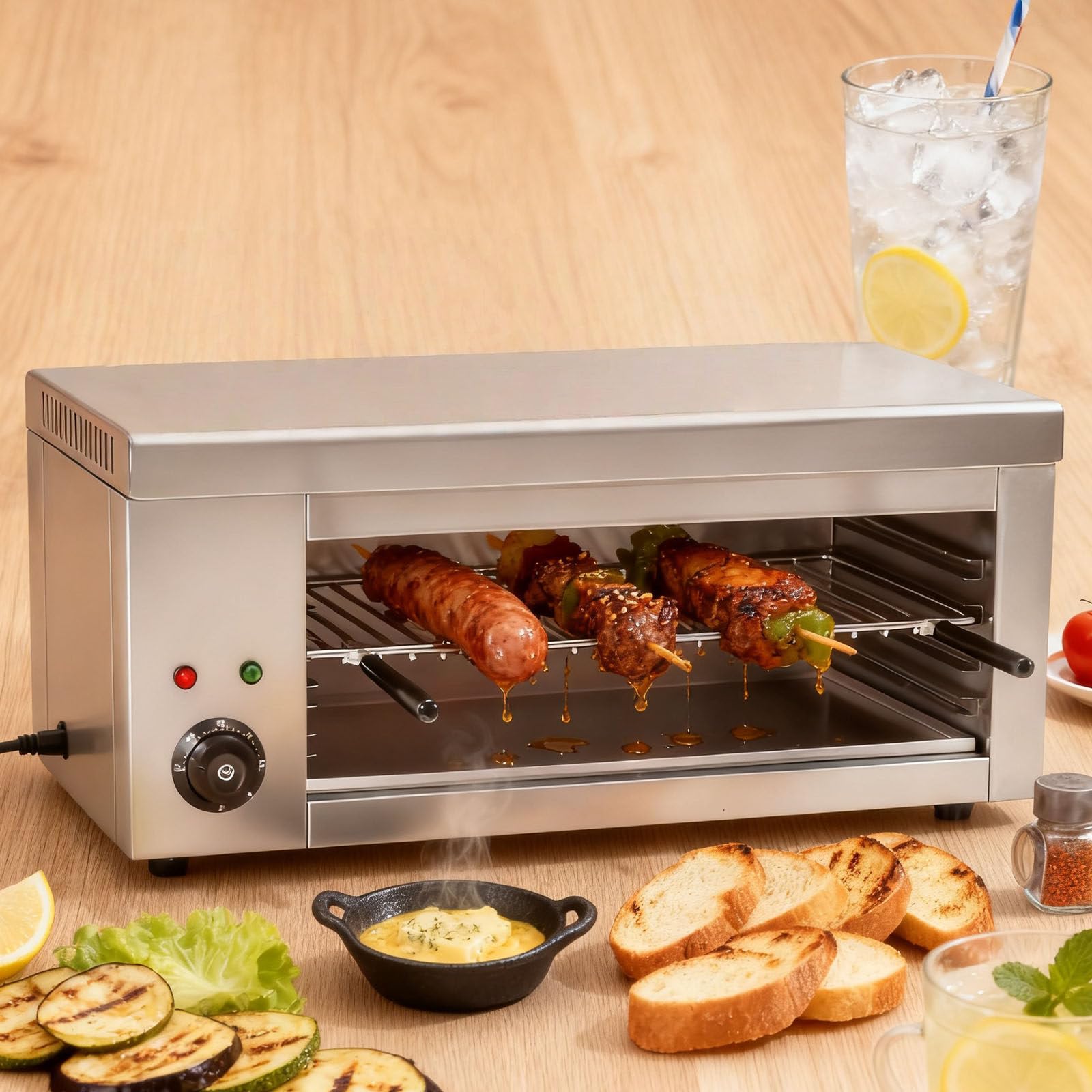 Tostadora-Salamandra-Grill De Pared De 2000w, Parrilla Eléctrica De Encimera para Tostadas, Sándwiches Y Filetes, Temperatura Ajustable De 50 A 300 ℃
