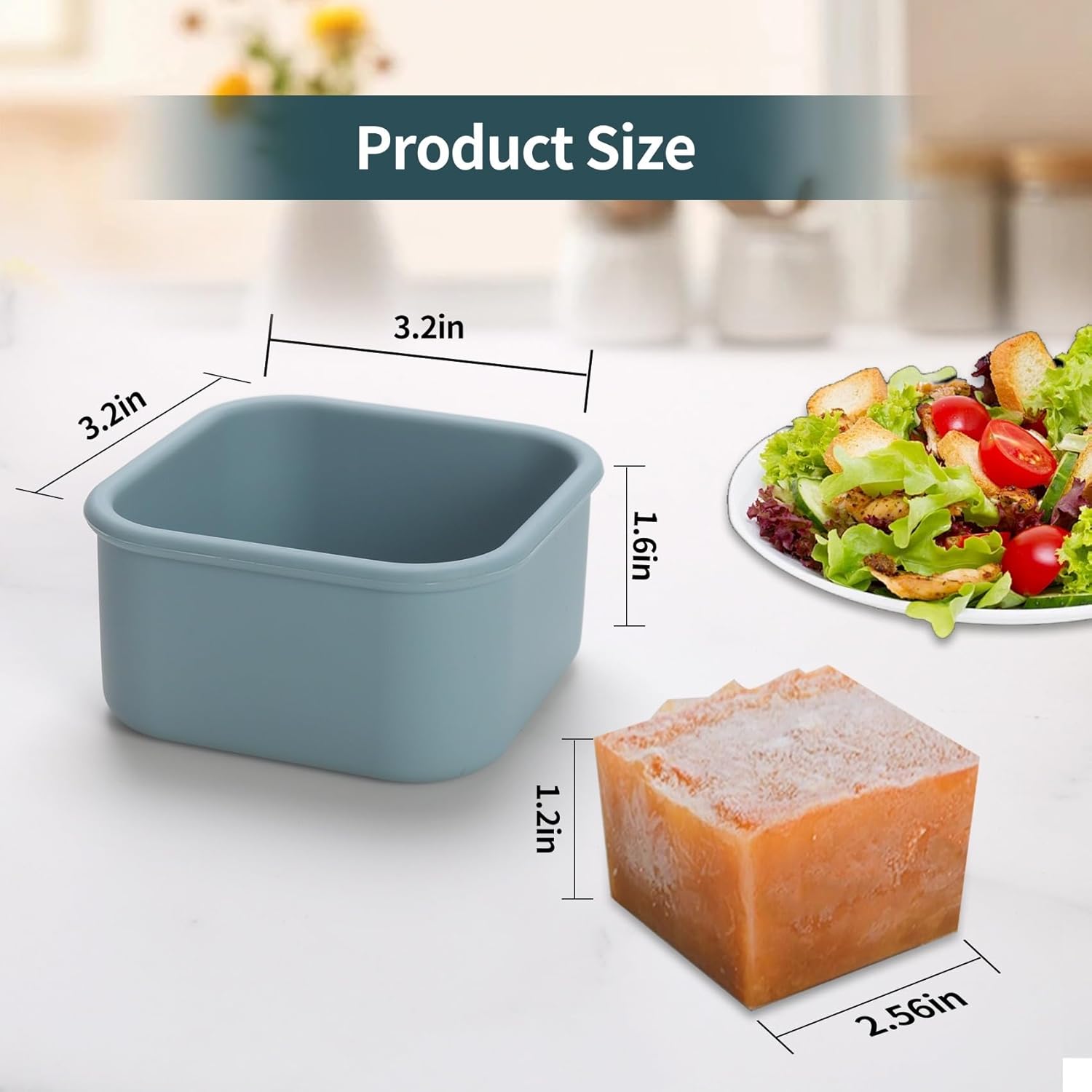 1/2 Cup Silicone Freezer Tray With Lid - Silicone Freezer Molds 8-Pack For meal prep & freezing of various sauces and other dishes, makes 8 perfect 1/2 cup portions cubes (Blue 8 Pack)