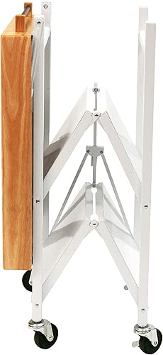 Miniatura 3 de Origami Carrito plegable para isla de cocina, organizador de mesa de almacenamiento con ruedas, color blanco Blanco,Negro -,Plateado