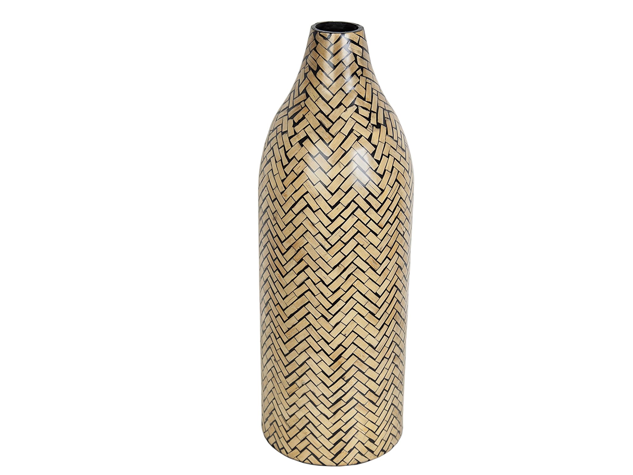 Vase en bambou incrusté fait main pour une décoration chic | Florero Bambu
