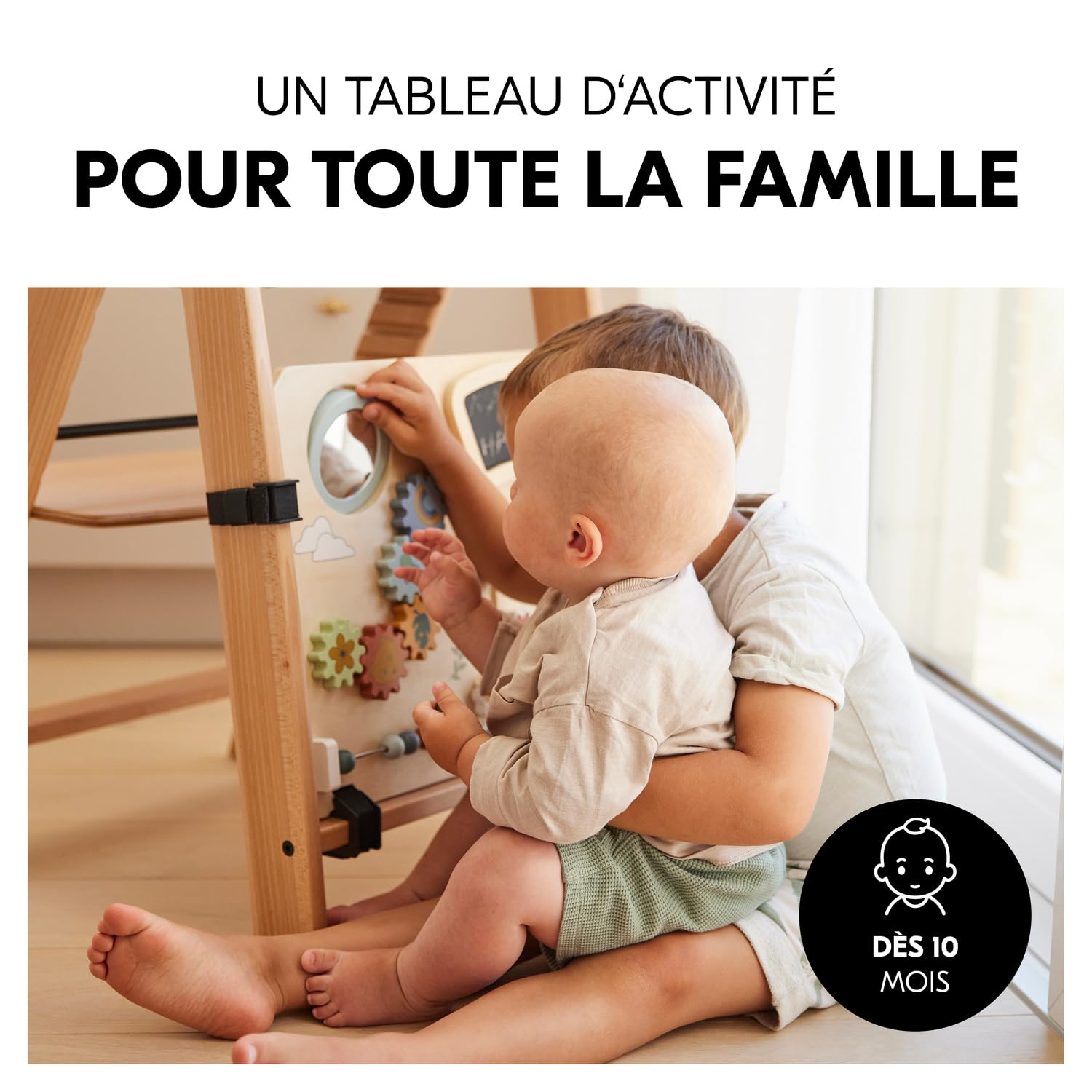 Hauck Tableau Activités Bébé Chaise Haute Alpha+ Beta+ Arketa, Jouet Sensoriel Bois FSC® à Partir de 10 Mois