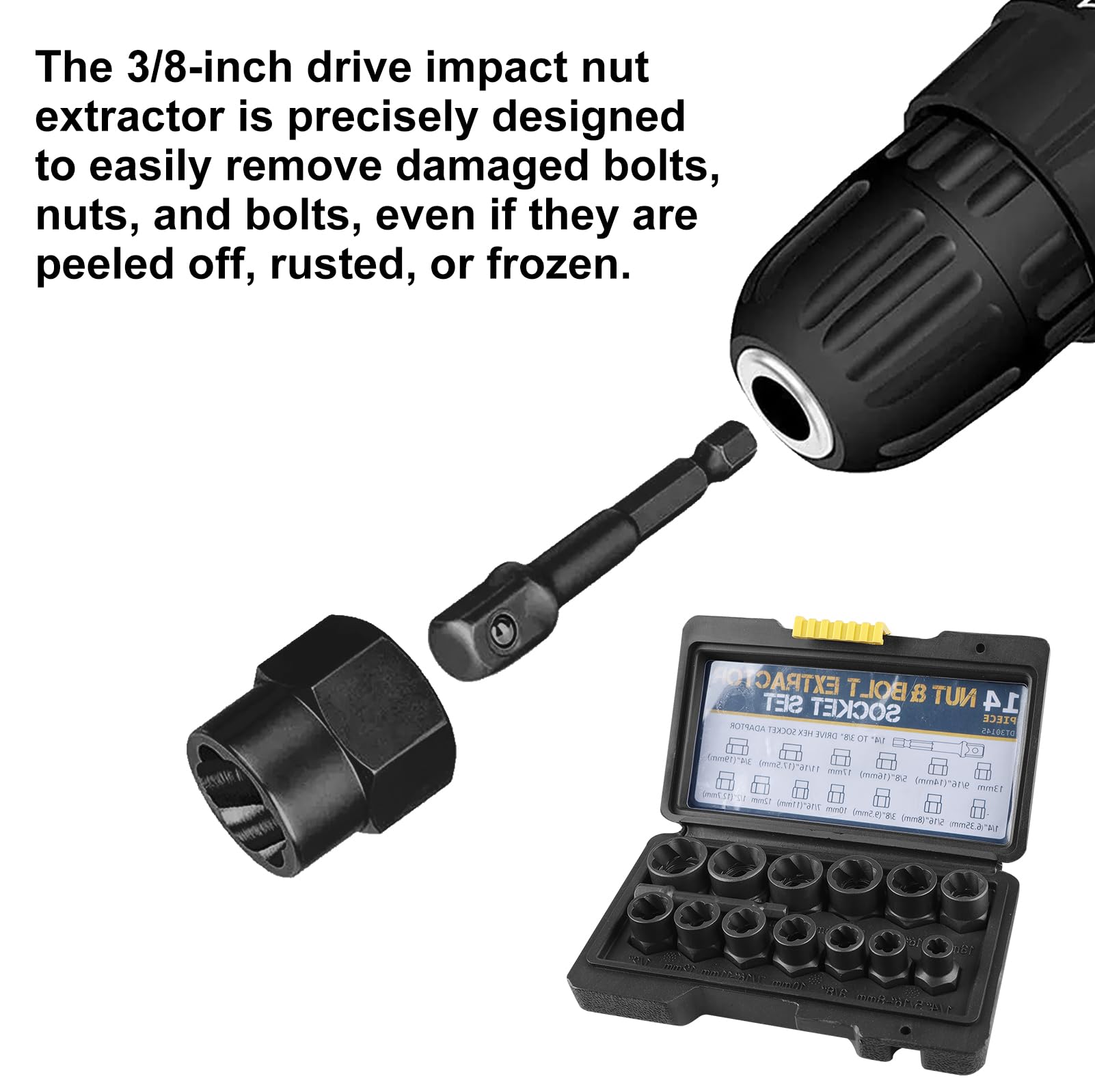 Set 14 Estrattori Per Dadi Danneggiati - Con Adattatore Esagonale, Per Bulloni Arrugginiti - Foto 10
