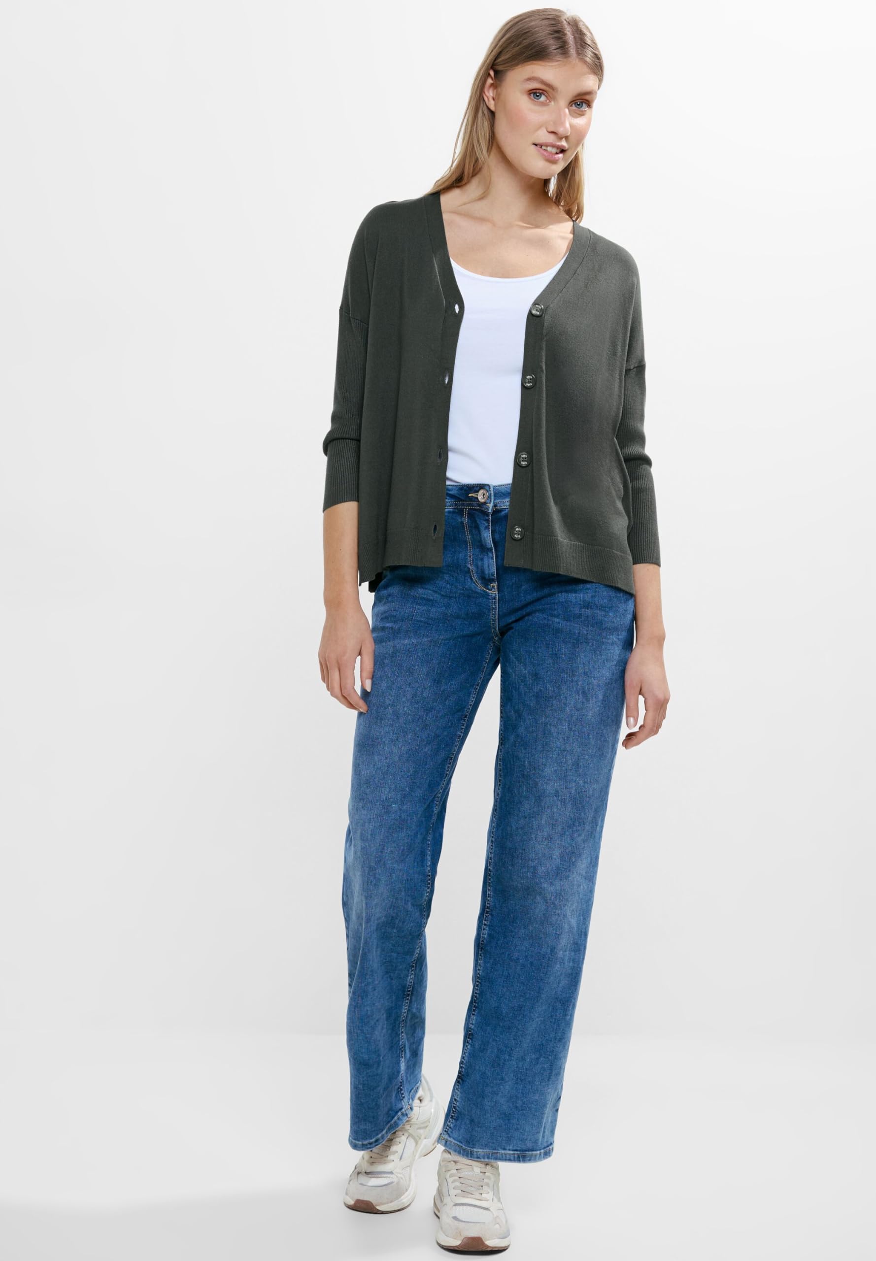 Cecil Cardigan à Forme boutonnée, Casual Denim Blue, M Femme