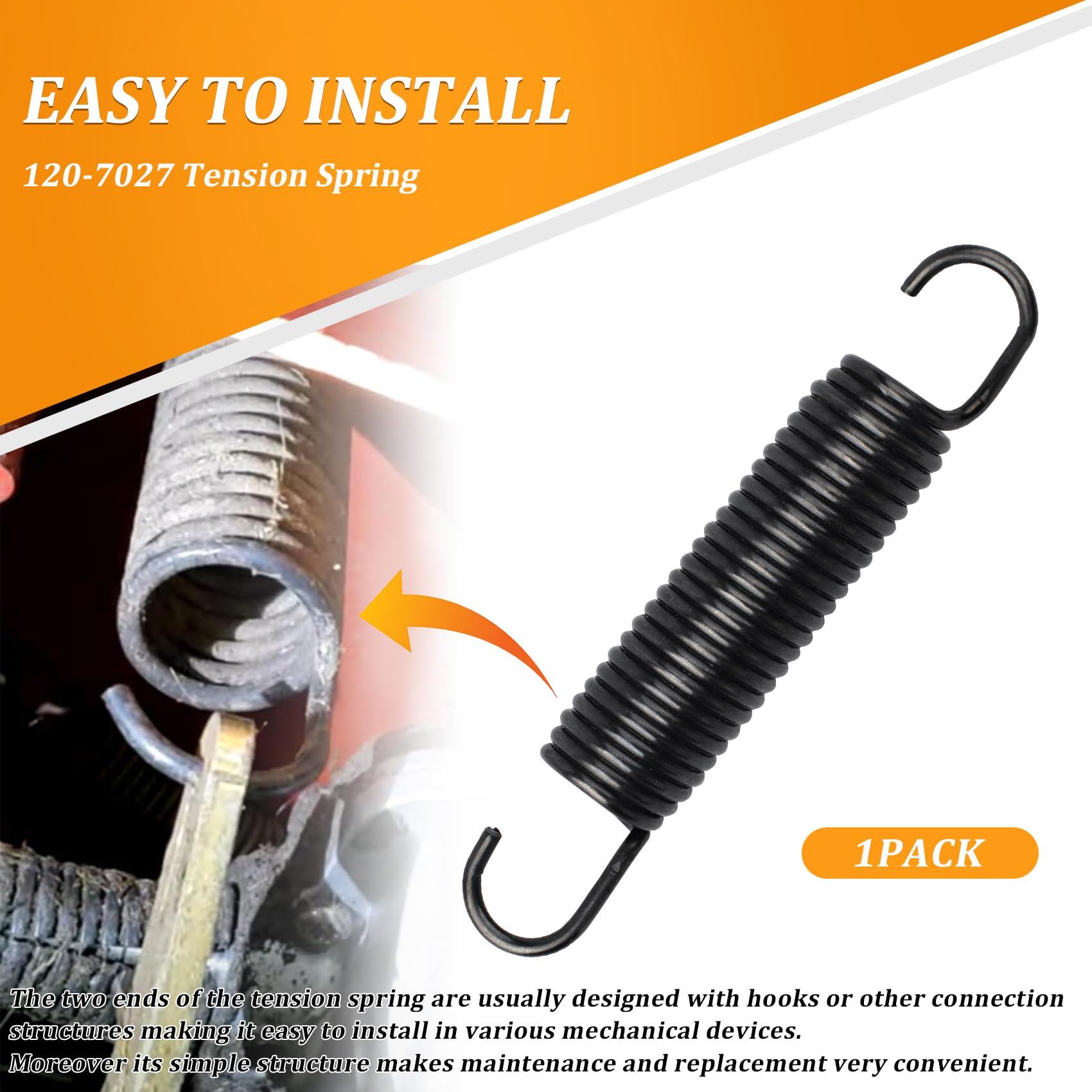 Muelle de tensión 120-7027, compatible con cortacésped Toro Timemaster & Quest Series 20199 20200 21199HD 21200 22200 22205 TE 22210 74670 74675 74680 74781 74784 74798, reemplazando ECS180CKA30000