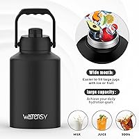Vista 5 de WATERSY 1 Gallon Water Bottle Insulated(Cold for 48 Hrs),BPA Free&Leak Proof,128oz Stainless Steel Water Jug with Handle for