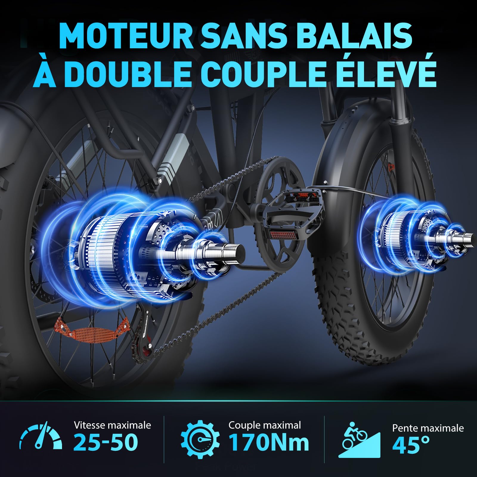 H20 Pro Vélo Électrique Pliable, Autonomie 150km, Batterie Amovible 48V 23Ah, Double Moteur 170Nm, 20" Fat Bike Électrique, VTC 7 Vitesses, E-Bike Double Suspension, Double Disque, Écran LCD