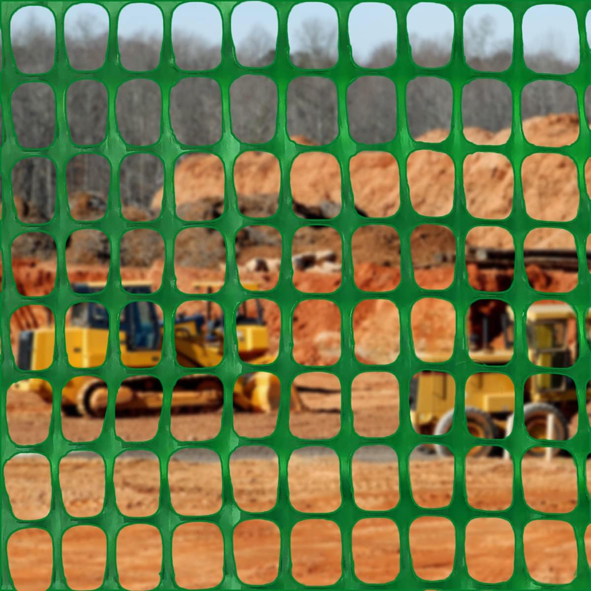 Ashman Plastic Mesh Fence, Construction Barrier Netting, Green, 4'x100' Feet, 1 Roll, Garden Fencing, Fences Wrap, Above Ground, for Snow, Poultry, Chicken, Deer, Patio, Garden Netting, Green 100FT