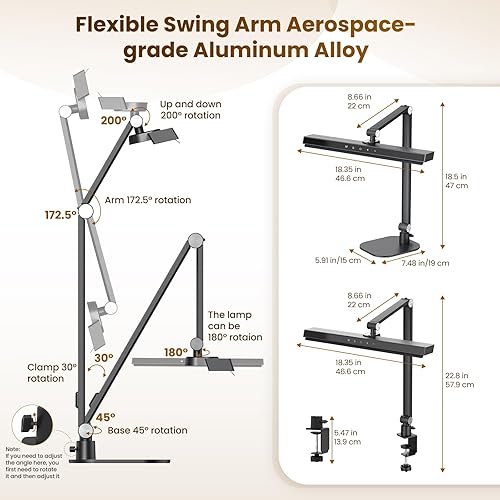 Miniatura 9 de LIONVISON Lámparas de escritorio para oficina en casa: 2 en 1 Lámpara de escritorio LED moderna para el trabajador - 5 Temperatura de color 10