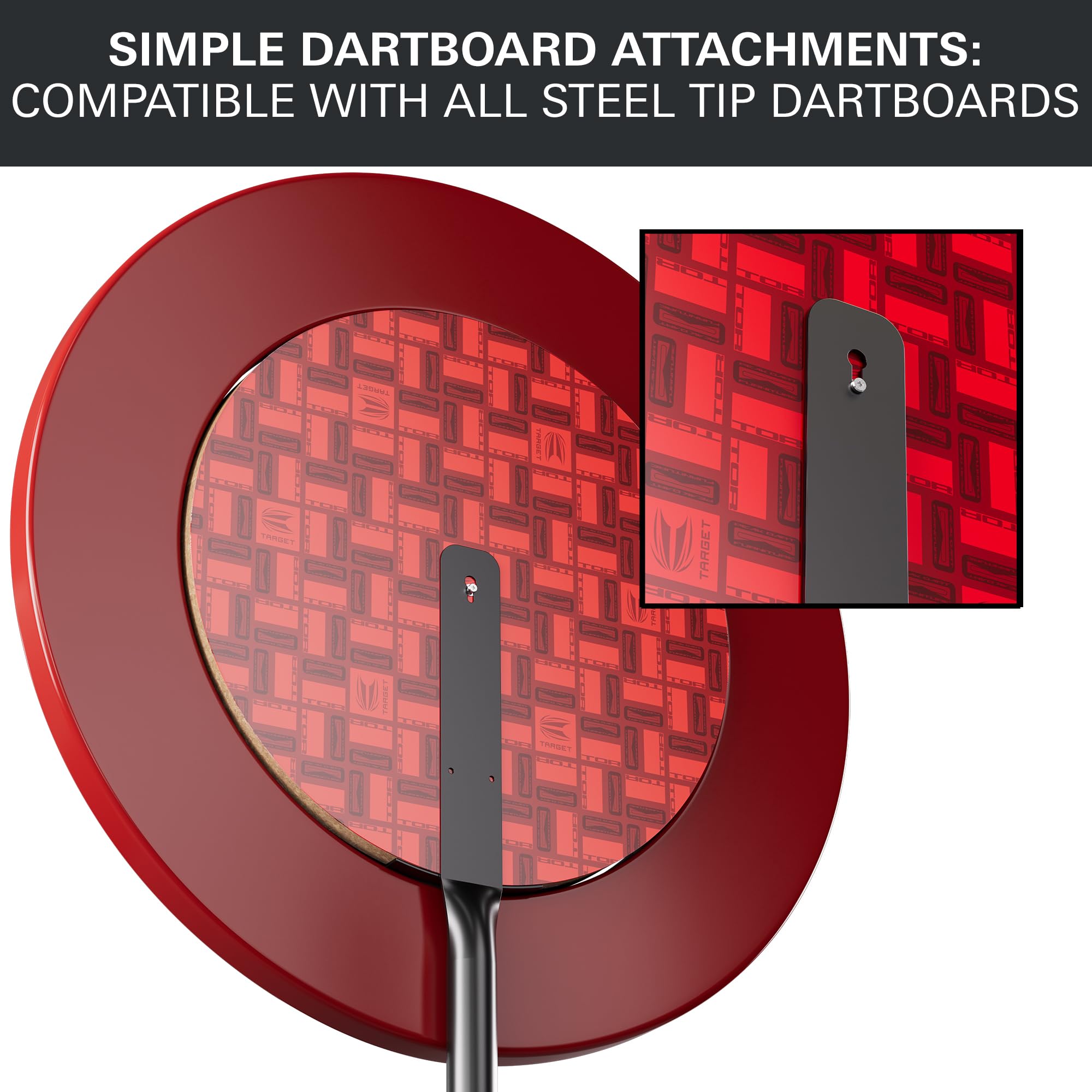 TARGET Darts Supporto portatile per bersagli da freccette | Supporto mobile per bersagli da freccette a treppiede, sistema a libero posizionamento con supporto per bersagli, per interni ed esterni