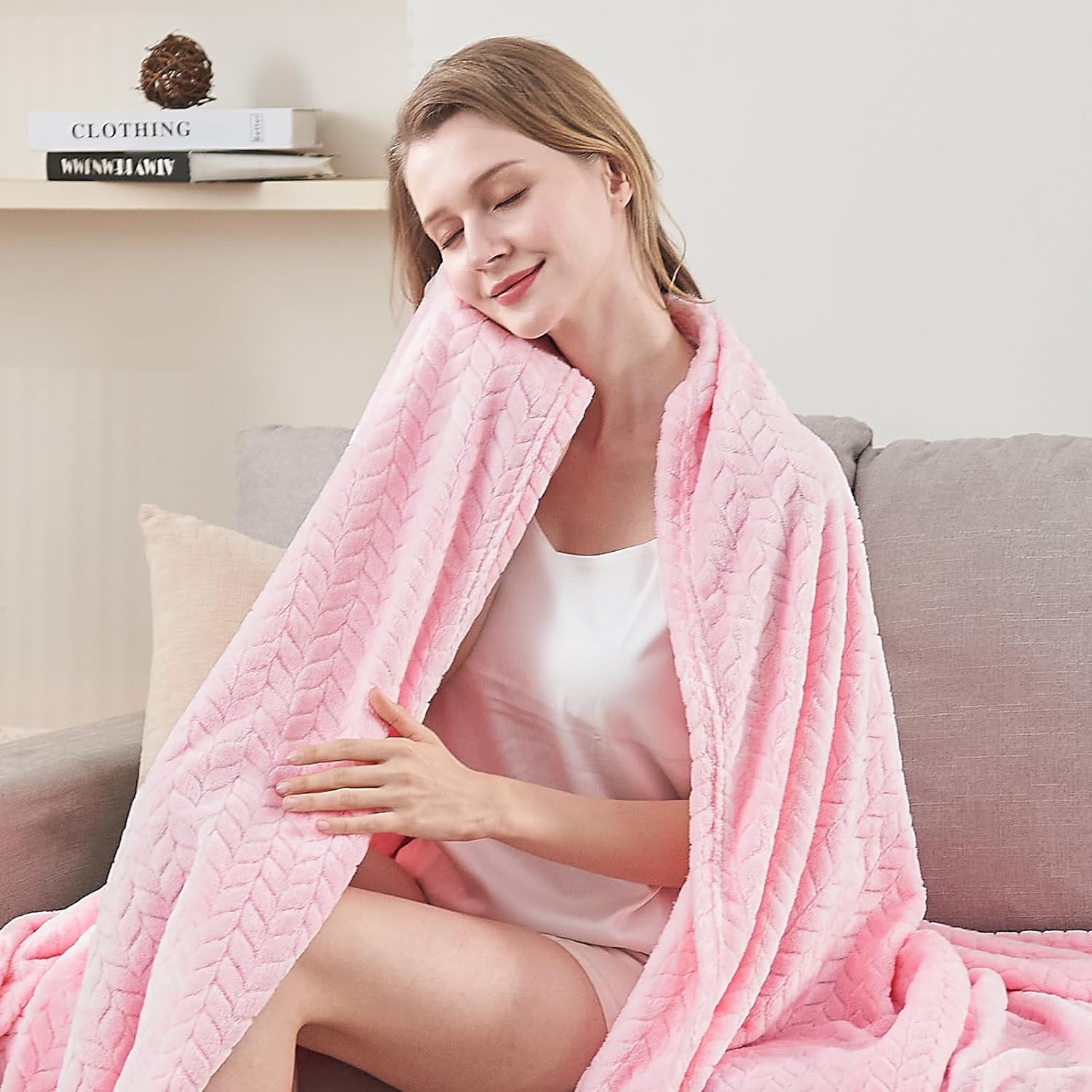 inhand Super Soft Pink Cute Throw Blanket, Cozy Plush Fleece Blanket Throw Size, Washable Lightweight Flannel Blankets Throw for All Season(50”x60”, Baby Pink) - Image 6