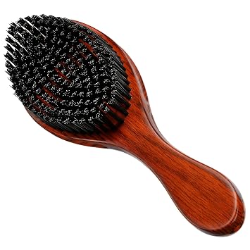 Handle Brushes for 360 Waves - Hard Wave Hair Brushes Wave Styler Great for Wolfing Wave Styler Brush Great for Black Hair - Boar & Nylon Bristle Curve Wave Brush for Barbers & Daily Use Red