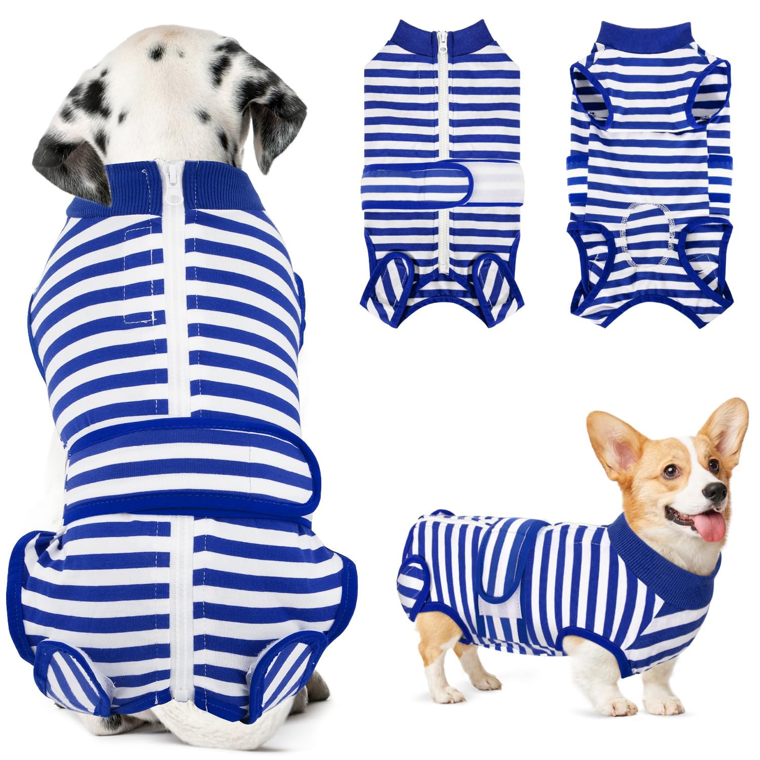 Eyein Dog Surgery Recovery Suit, Female Male Dog Surgical Bodysuit Abdominal Wounds Protector, Stop Licking Spay Shirt After Surgery Onesie with Zipper, Pet Cone E-Collar Alternative(M) โ image 1