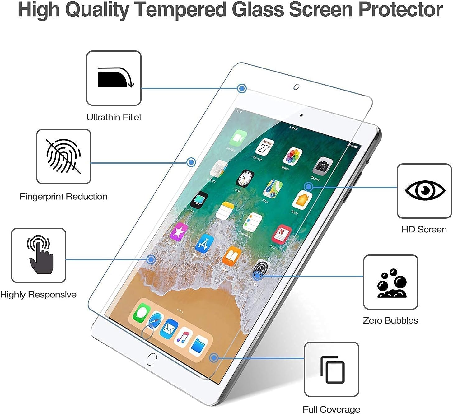 ProCase iPad Pro 9.7 Rosegold Slim Hard Shell Case Bundle with 2 Pack iPad 9.7 2018 & 2017 / iPad Pro 9.7 / iPad Air 2 / iPad Air Tempered Glass Screen Protectors